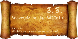 Breznyánszky Bónis névjegykártya